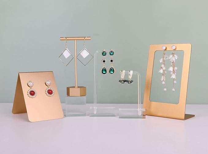 GemeShou 3pcs clear earring stand jewelry display for show, acrylic earring holder hanger for women, small earring jewelry display for selling Photo【Acrylic Earring L Stand-3pcs 】