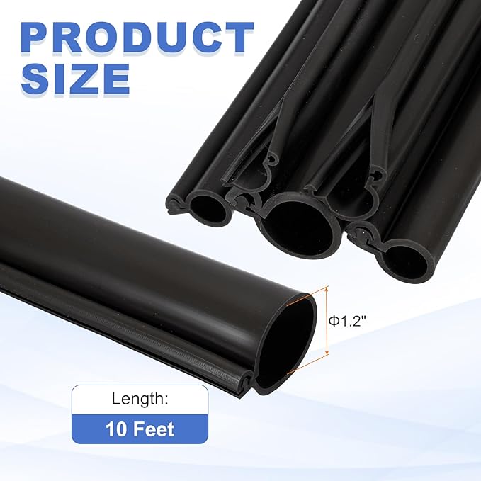 MECCANIXITY 10ft Cable Management Sleeve, 1.2 Inch ID Flexible Cord Wires Hider Cover Insulation Snap-fit Protector for Substation, High-Voltage Electrical Networks, Black