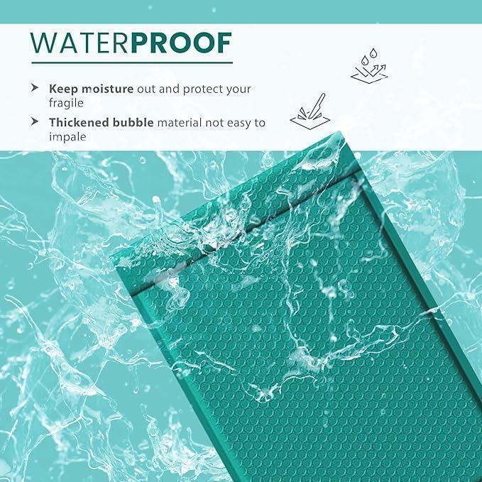 Green Large Poly Bubble Mailers 12x15 inch | Self Seal Padded Envelopes Cushioned Bubble Mailer | Usable Size 12x15 | WaterProof | Lightweight mailing Shipping Bags | 100 Pack Bulk