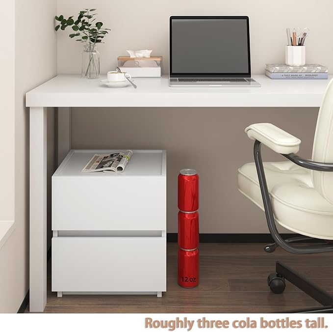 furtble Nightstands Set of 2, Small Dresser for Closet, Sofa Side Table with Drawers for Small Spaces Wooden Bedside Tables, White Modern Storage Cabinet for Bedroom. Entryway, 15.8 in