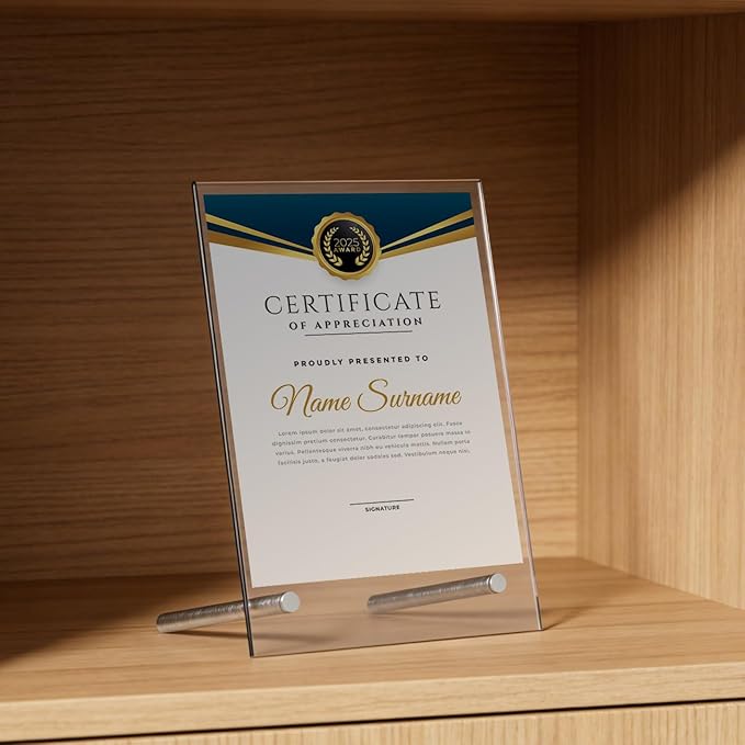L-Shaped Acrylic Sign Holder – Shatterproof Clear Display Stand for Menu, Flyer, or Certificate Display – Impact-Resistant Acrylic Table Sign Frame (8.5x11 inch 6pack)