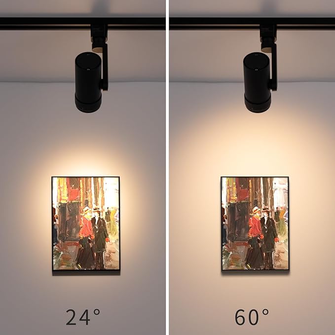 mirrea H Type LED Track Lighting Heads, Track Light Head with 24° to 60° Adjustable Beam Angle, 13.5W 90 CRI 3000K Warm White Black Painted, Pack of 12