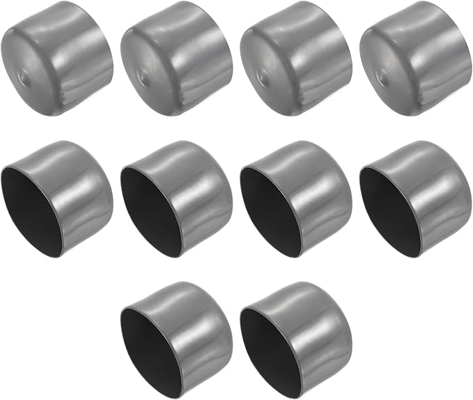 uxcell 10pcs Rubber End Caps 58mm ID Vinyl Round End Cap Cover Screw Thread Protectors Dark Grey