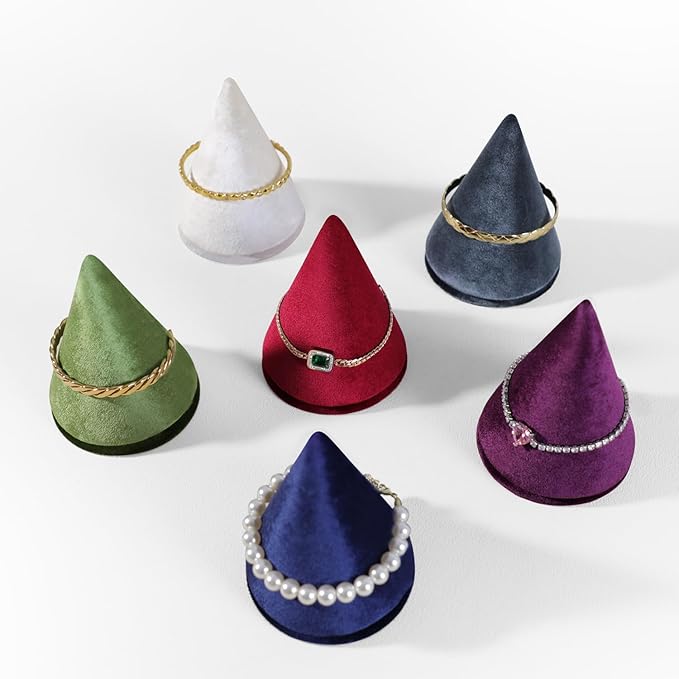 Resilient Velvet Bracelet Display Stand, Cone-Shaped Bangle Storage Holder For Jewelry Store Retail Countertop Organizer Stand (Beige, Resilient Velvet)