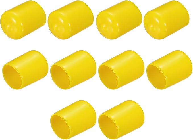 uxcell 10pcs Rubber End Caps 19mm(3/4") ID Vinyl Round End Cap Cover Screw Thread Protectors, Yellow