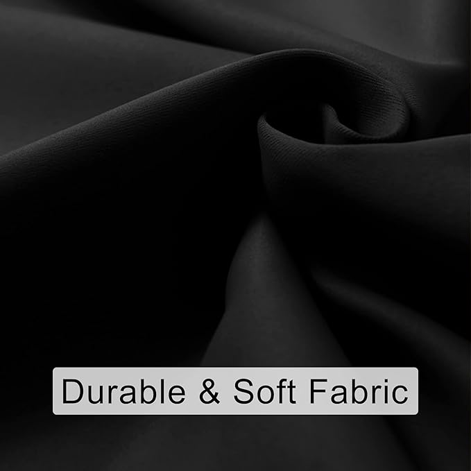JIUZHEN Short Blackout Curtains for Small Window - Cafe Room Darkening Privacy Thermal Insulated Half Window Curtains Tiers for Bathroom,Kitchen, W 42 x L 36, Set of 2 Panels with Tiebacks, Black