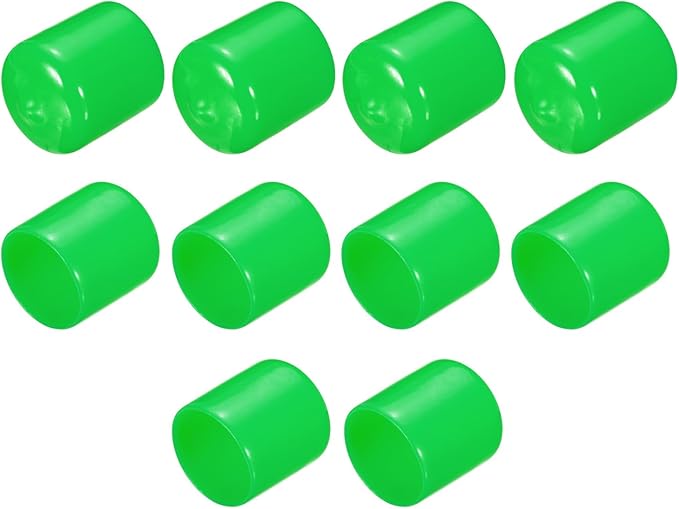 uxcell 10pcs Rubber End Caps 22mm(7/8") ID Vinyl Round End Cap Cover Screw Thread Protectors Green