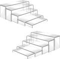 10 Pcs Large Acrylic Display Risers, 2 Sets Clear Risers Display Stands, 0.19" Thick Large Acrylic Risers for Display, Clear Rectangular Display Shelf for Showcase Cupcake Dessert Toys Perfume