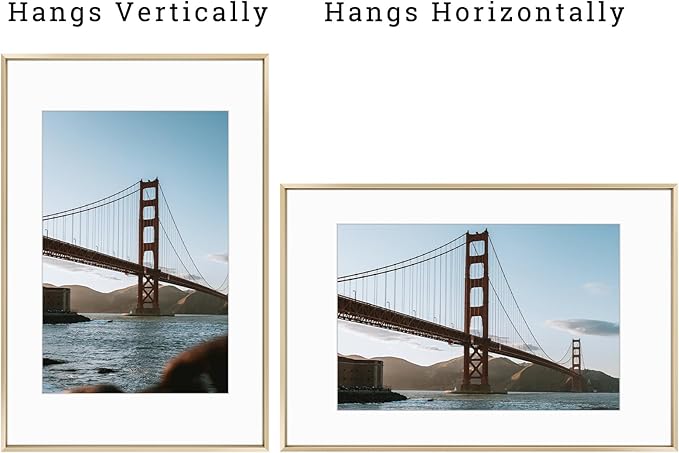 Frametory, 16x24 Metal Picture Frame with Mat for 12x18 Picture & Real Glass, Aluminum Photo Frame Collection (Gold, 1 Pack)