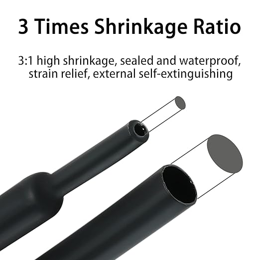 3:1 Ratio Heat Shrink Tubing Roll Adhesive Lined Industrial Marine Grade Dual Wall Heat Shrink Tube Waterproof and Sealed Black (2 inches(50 mm), 10 Feet)
