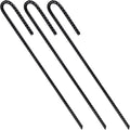 Rebar U/J Hook Extra Heavy Duty, 12 inch x 1/4 inch Rust Proof Coated Steel Ground Anchors for Garden, Tent, Trampoline (50pcs, J-Hook)