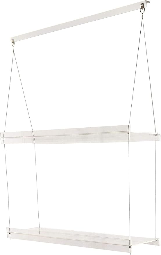 Hanging Acrylic Shelves for Windows (28" Wide, 2 Shelves - 35" Tall)