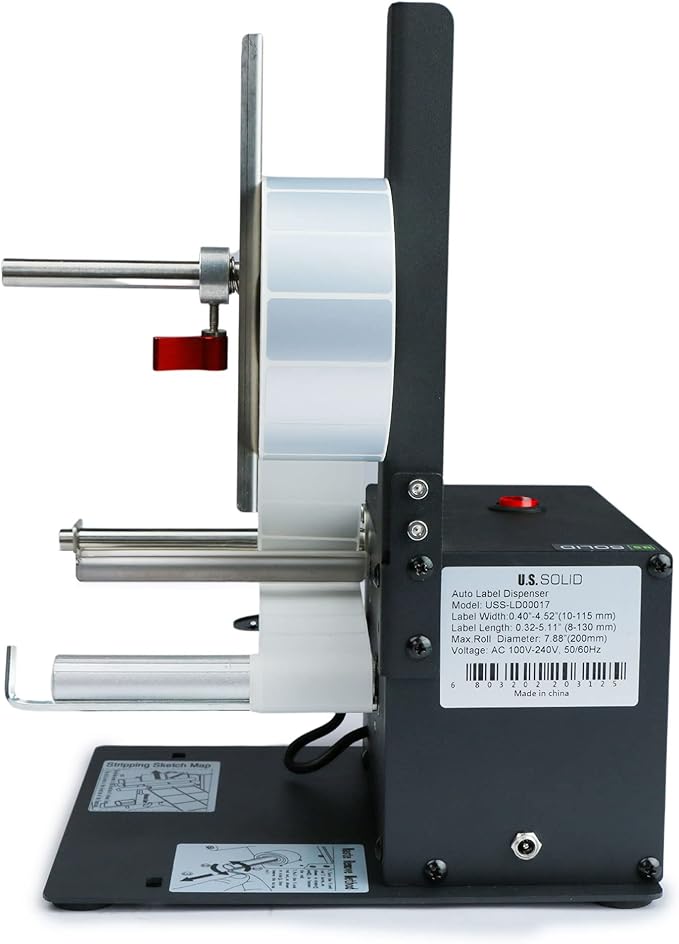 U.S. Solid Automatic Label Dispenser Machine for Translucent and Opaque Labels - Fits Labels 0.40"-4.52" Wide and 0.32"-5.11" Long