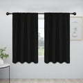 Easy-Going Rod Pocket Blackout Curtains for Bedroom, Room Darkening Window Curtains for Living Room, Thermal Insulated Noise Reduction Solid Window Drapes, 2 Panels(42x54 in, Black)