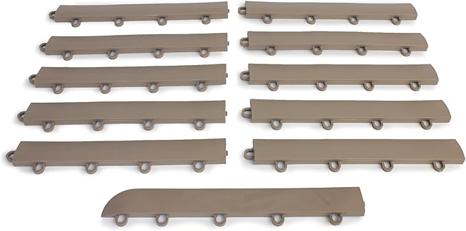 Big Floors Transition Edge Kit, Durable Interlocking Modular Garage Floor Edging, Compatible with RaceDeck, GarageTrac and GarageDeck Products (Beige, 11 Pack, Fem)