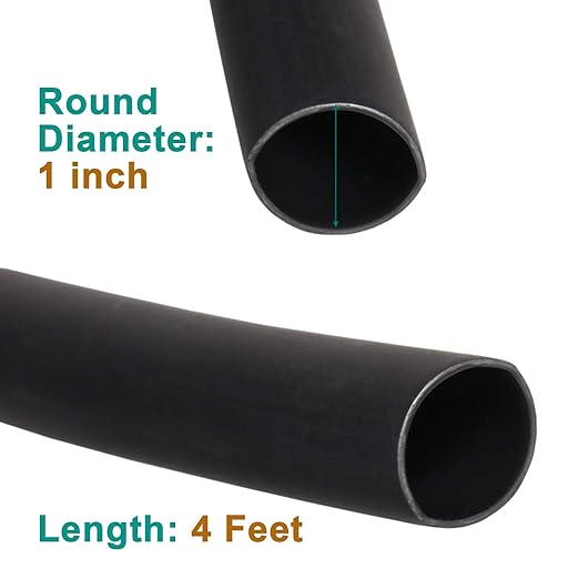 2 Pcs 1 inch (Diameter) 3:1 Waterproof Heat Shrink Tubing Kit, Large Marine Dual Wall Adhesive Shrinkable Wire Wrap Tube, Insulation Sealing Wear-Resistant Cable Protector by YUKSY (4ft, Black & Red)