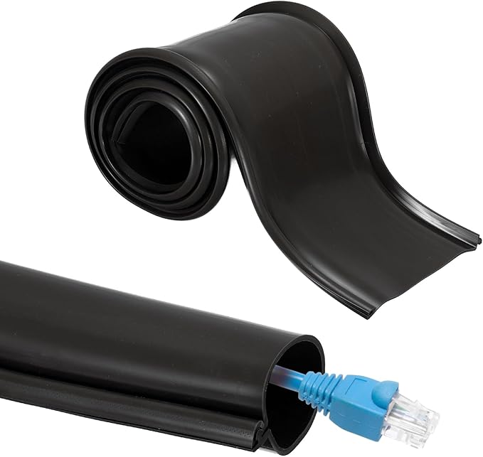 MECCANIXITY 3.3ft Cable Management Sleeve, 1 3/8 Inch ID Flexible Cord Wires Hider Cover Insulation Snap-fit Protector for Substation, High-Voltage Electrical Networks, Black
