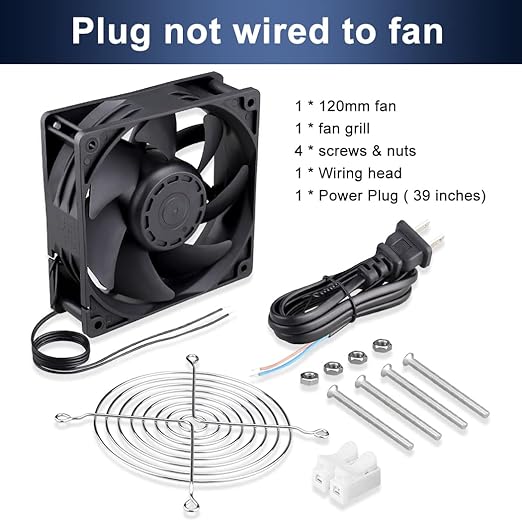 Wathai EC Industrial Case Fan 120mm x 38mm Ball Bearing 116 CFM AC 110V 115V 120V 220V 240V Brushless Cooling Fan 120x120x38mm