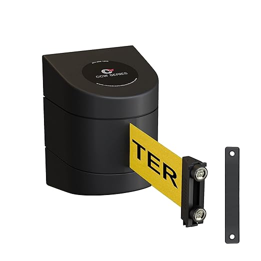 Crowd Control Warehouse - CCW Series WMB-230 Magnetic Wall Mount Retractable Belt Barrier - 30 Foot, Caution Do Not Enter Belt with Black ABS Case