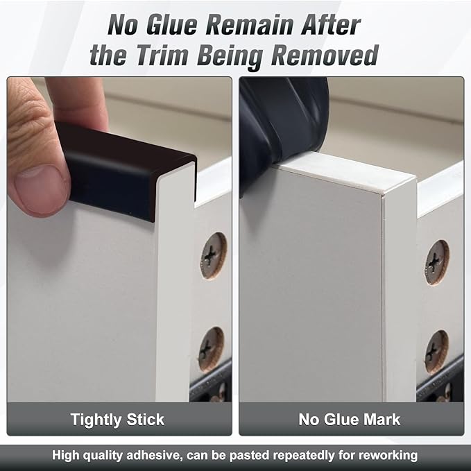 Rubber Edge Trim, 1-3/8 inch (35mm) Wide U Channel Edge Trim, Big Size U Shaped Trim, Self Adhesive Edge Banding for Plywood, Woods,Interior Doors, Countertop, Length 20Ft, Black