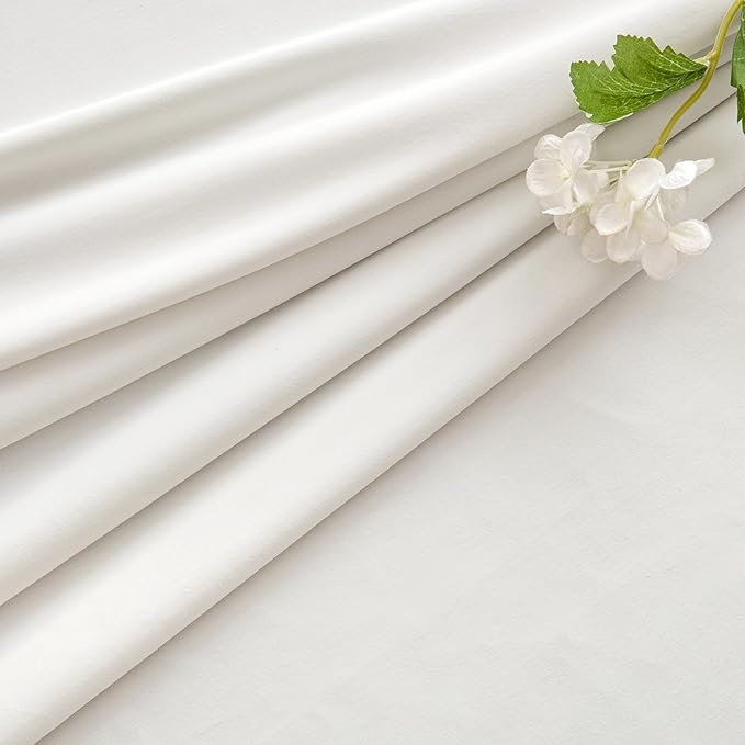 MIULEE Velvet Curtains 90 Inches Long 2 Panels Set for Living Room Bedroom, Cream Pinch Pleat Back Tab Luxury Thermal Insulated Light Blocking Drapes Pleated Blackout Window Curtains with Hooks Ivory