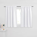 PONY DANCE Window Curtain Valances - Rod Pocket Drapes Set Thermal Insulated Curtain Panels Noise Reducing Window Treatment for Kitchen, 42 W x 36 L inch, Pure White, 2 PCs