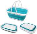 SAMMART 15.5L (4.1 Gallon) Collapsible Tub with Handle - Portable Outdoor Picnic Basket/Crate - Foldable Shopping Bag - Space Saving Storage Container (Bright Blue)
