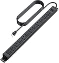 HHSOET 360° Rotating 12 Outlet Mountable Power Strip, Aluminum Alloy Long Power Strip Extension Cord, Heavy Duty Wall Mount Surge Protector with Switch, Works Great and Very Versatile,10ft Power Cord