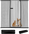 Lumizone Extra Tall Cat Gate 61.02" High Pressure Mounted Extra Wide 2025 New (17 Sizes) 1.37" Gap No Drilling Auto-Close One-Handed Operation Tall Pet Gate for Dogs(Black, 61.02" H x 59.45"-63.38" W)