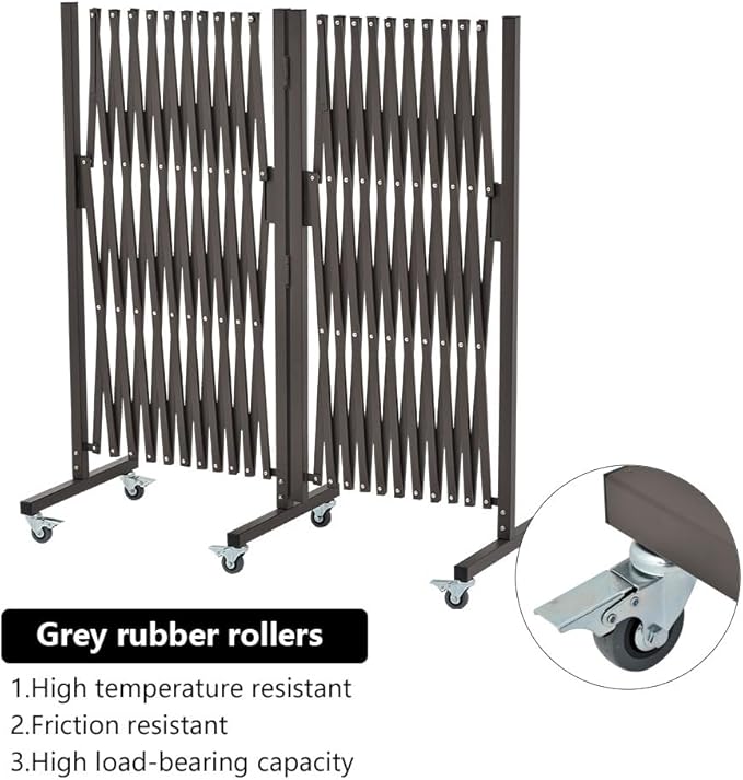 GYMTIME Industrial Expandable Metal Barricade, Portable Safety Barrier with Casters, Mobile Folding Scissor Gate, Aluminum Retractable Fence, 0-180 Degree Rotating, 23.6 Feet, Indoors Outdoors