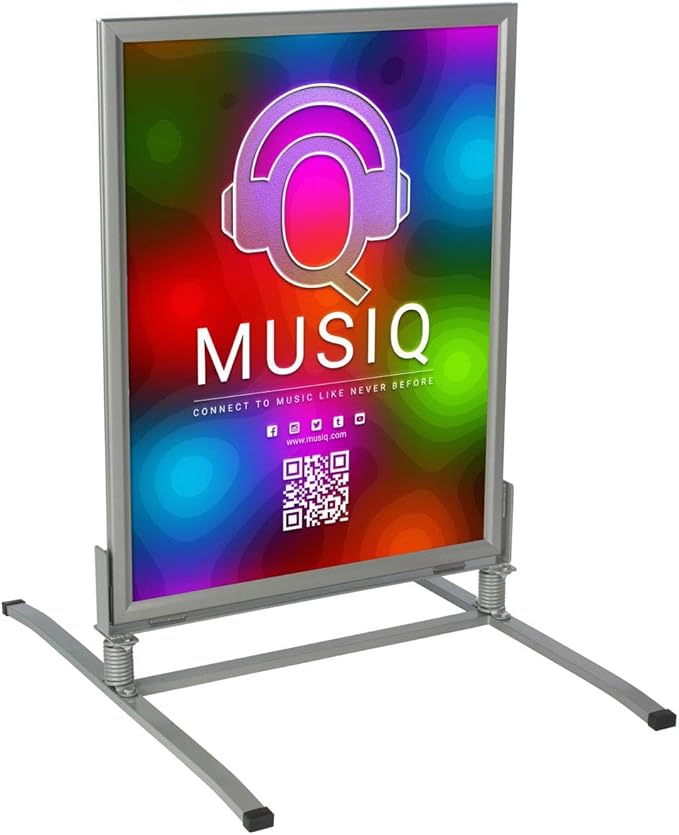 Displays2go 30 x 40 Inch Sidewalk Sign, Waterproof, Snap Frame, Spring Base, Two-Sided, Silver (OWS3040S)