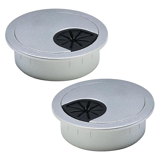 2 Pcs Desk Grommet 2" / 50 mm, Desk Cord Hole Cover, Cable Grommet ABS Plastic, Desk Hole Grommet for Home & Office Pc, Detachable Cable Cord Organizer-Silver Sand