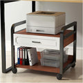 Printer Stand Office Printing 2 Tier Vintage Under Desk with Drawers and Caster Wheel for Home Table Organizer Mobile Shelf Cart Table