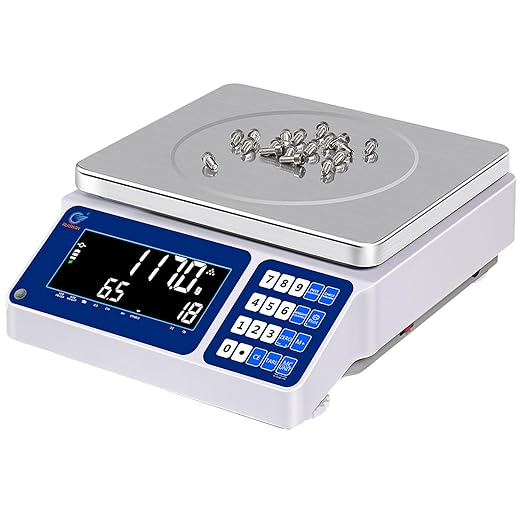 Counting Scale 30kg/66lb x 0.5g Digital Bench Scale for Parts and Coins kg/g/lb/oz Electronic Gram Scale Large Range Lab Industrial Inventory Piece Counting Balance Scales