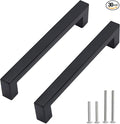 Cabinet Pulls Matte Black Cabinet Handles Square Drawer Pulls, 30 Pack 5 Inch Stainless Steel Kitchen Door Cupboard Cabinet Handles, Black Drawer Hardware Handles, 128mm Hole Centers