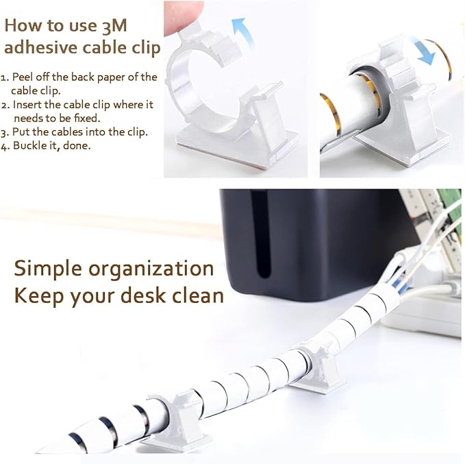 White Cable Management Sleeves 2 PCS Cord Protectors for USB Cable Power Audio Video Wire Cables - Protect Cats Dogs Pets from Chewing Cords