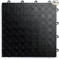 Big Floors RaceDeck CircleTrac, Interlocking Non-Slip Garage Flooring Tile, Durable, Modular, Heavy-Duty Copolymer, Easy Install (Black, 12 Pack of 12 x 12" Tiles)