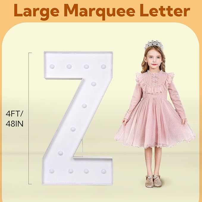 imprsv Light Up Letters, 4FT Marquee Letters for Birthday Wedding Engagement Party Decor, Large Marquee Z for Party Decoration Arch Kit Decorations