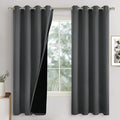 Dark Grey Blackout Curtains for Bedroom 72 Inch Length 2 Panels, Thermal Insulated 100% Room Darkening Soundproof Curtains for Living Room/Office, Each Window Curtain 52 Inch Wide