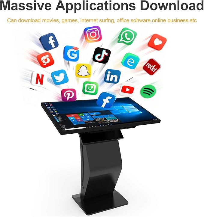 32 inch Touch Screen Kiosk, LCD Screen Digital Signage Kiosk, K-Style Stand Digital Signage Display, Interactive Display for Mall Navigation/Self-Ordering/Advertising/Retail Store
