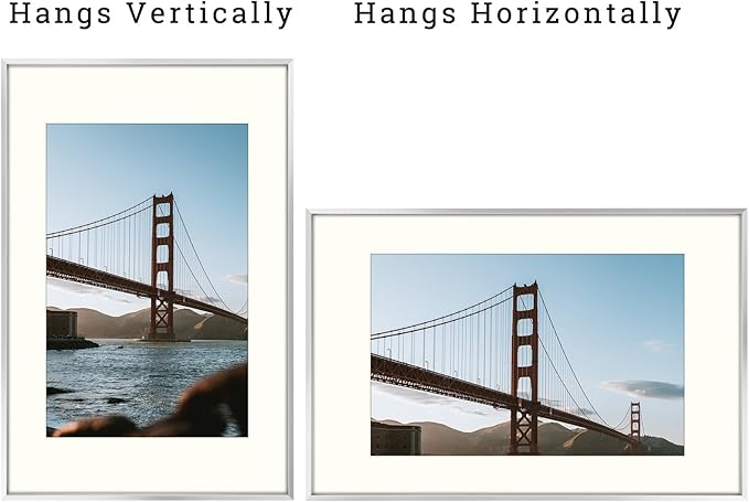 Frametory, 16x24 Metal Picture Frame with Mat for 12x18 Picture & Real Glass, Aluminum Photo Frame Collection (Silver, 1 Pack)