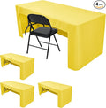 HolidayIdeas Open Back Fitted Tableclothss for 8 Foot Rectangle Table, Wrinkle Resistant Washable Table Covers 96x30 Inch for Craft Fairs, Banquets, Trade Show Display, Yellow,4 Pcs