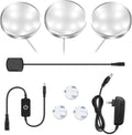 YGS-Tech LED Under Cabinet Lighting Kit, 1020 Lumens LED Puck Light, 5000K Daylight White, CRI90+, Touch Dimming, Silver Trim All Accessories Included, for Kitchen, Closet Lights, Safe Light, 3-Pack