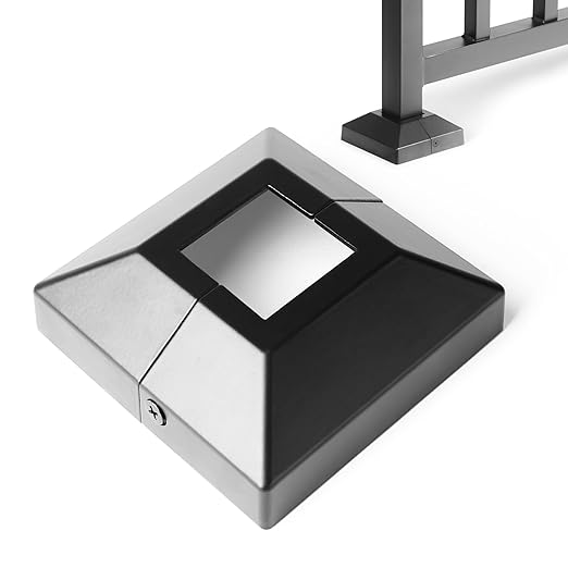 1.5"x1.5"（Actual: 1.5"x1.5"） Deck Post Base Cover Decorative Post Base Trim Skirt Black Aluminum 1Pack