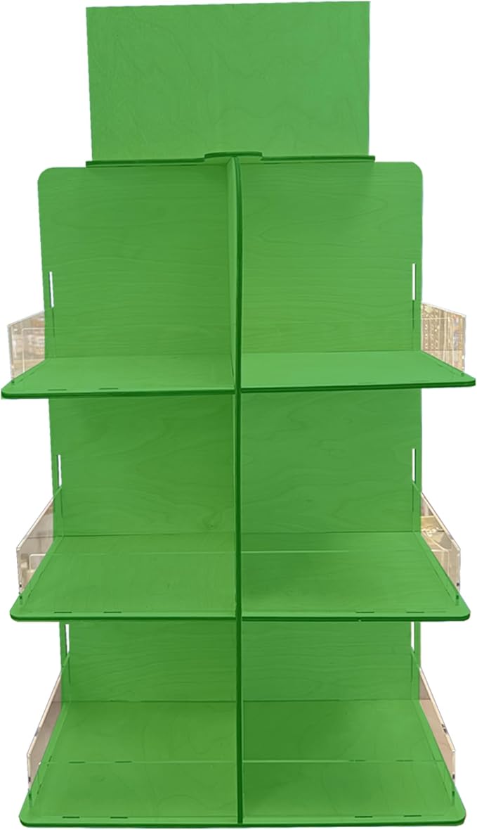 Versatile 4-Sided Rotating Display Stand for Candy, Snacks, Jams, Produce and More - Ideal for Craft Shows, Farmers Markets, and Retail Stores - 12 Shelves, Heavy-Duty Design, Easy Setup (Green)