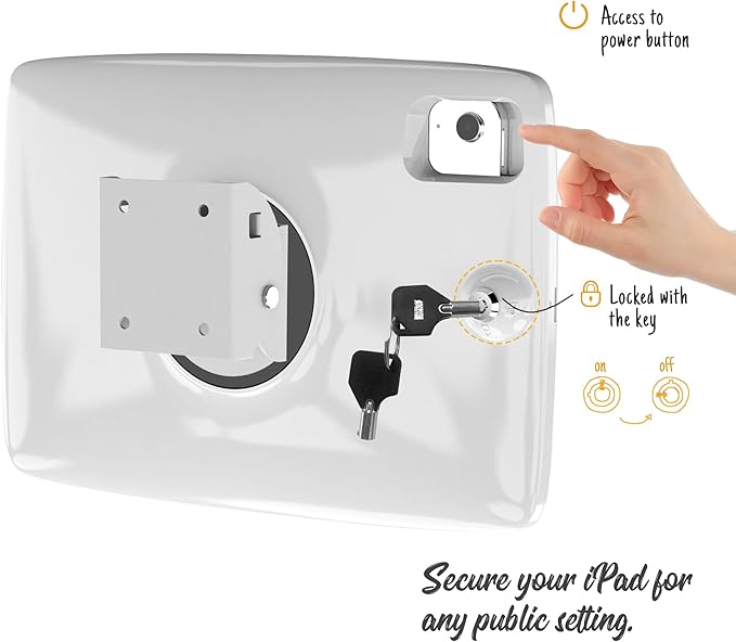 Tablet Wall Mount Lockable Tiltable Anti Theft Security - Compatible with 10.9" iPad 10th, Pro 11" 1 2 3 4, Air 4 5, Air 11", iPad 11"(A16) - BSW102WA