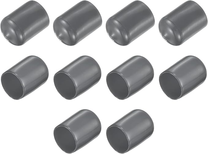 uxcell 10pcs Rubber End Caps 14.5mm ID Vinyl Round End Cap Cover Screw Thread Protector Dark Grey