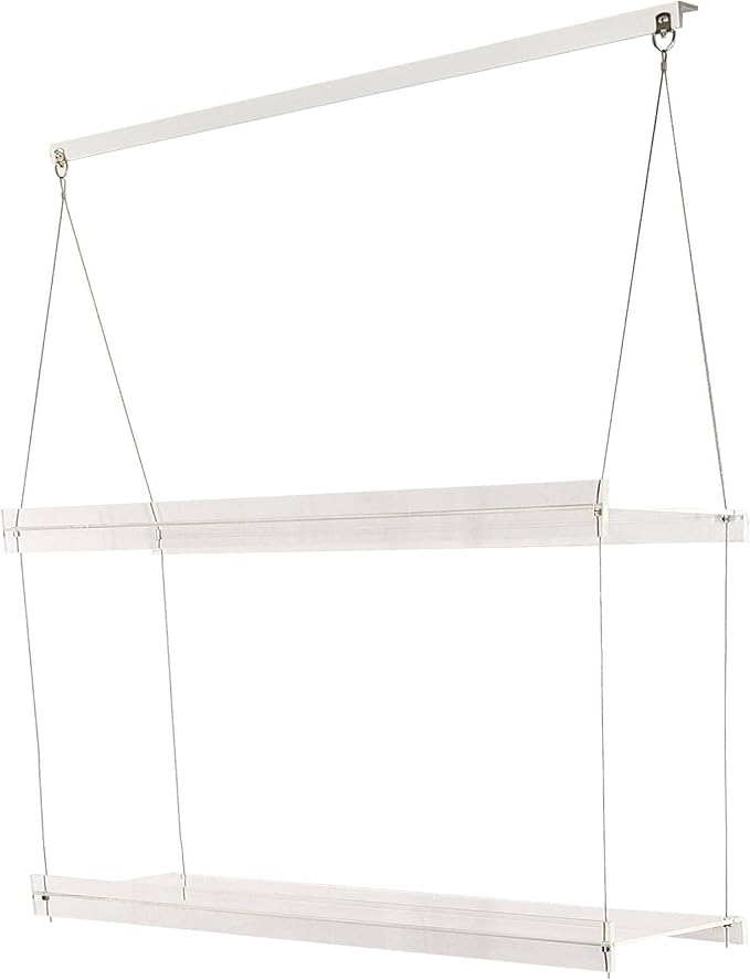 Hanging Acrylic Shelves for Windows (34" Wide, 2 Shelves - 35" Tall)
