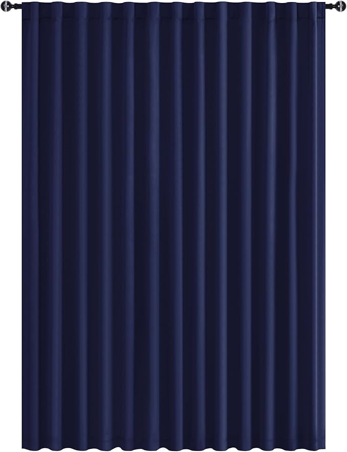 Hiasan Patio Sliding Door Room Divider Curtain Privacy Blackout Thermal Insulated Curtains with Back Tab & Rod Pocket for Bedroom Partition, Living Room Shared Office(100 x 96 Inches, Navy Blue)