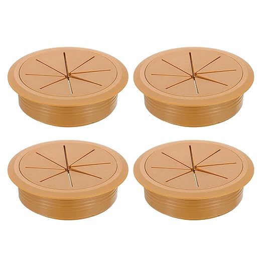 uxcell 4 Pcs Desk Grommet, 3.15 inch 80mm Desk Cable Hole Cover Wire Hole Insert for Home Office Table Cabinet Cord Organizer, Brown